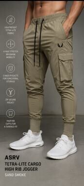 ASRV Tetra Lite Cargo Joggers Mens Small High Rib Cargo Training Pants DSG 0437